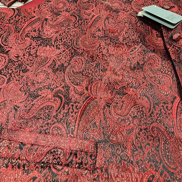 Daniel Ellissa Size 2XL Mens Red Foil Paisley Vest Tie Pocket Square Set New - Picture 7 of 7